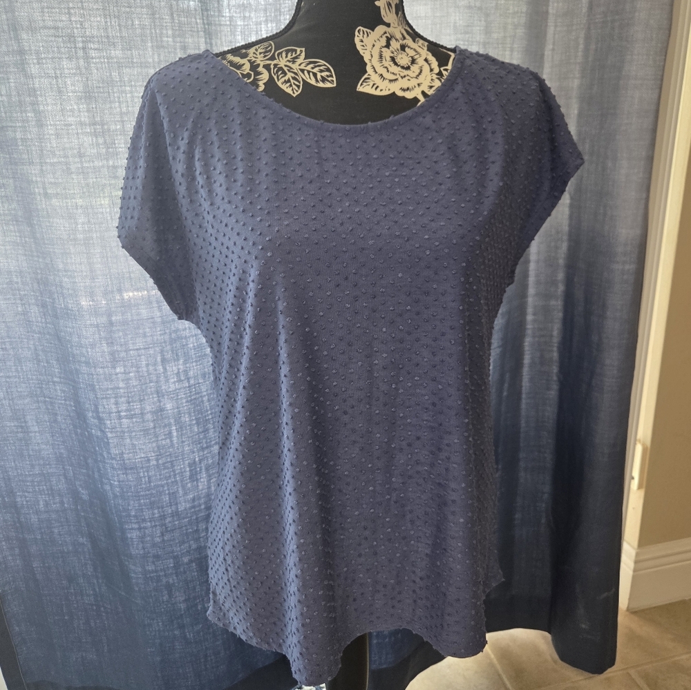 W5 Women's Navy Blue Swiss Dot Top Medium